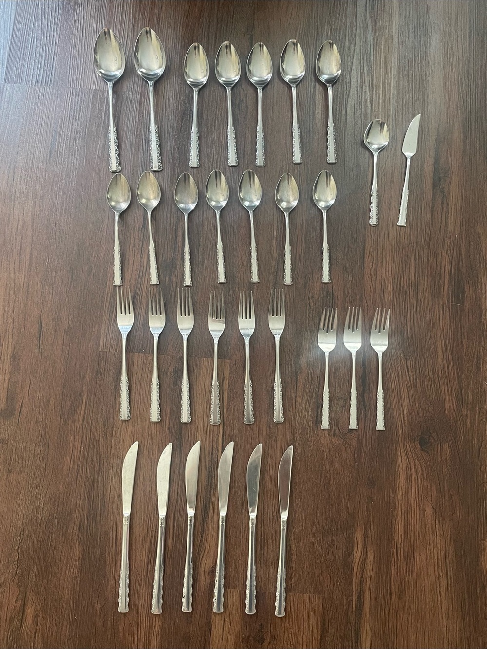 Vintage EKCO Eterna Japan Flatware Set 31pc Stainless Steel Forks Knives Spoons